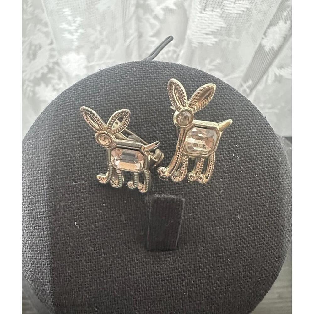 Vintage Rhinestone Deer Pins – Silver Tone Animal Brooch Set